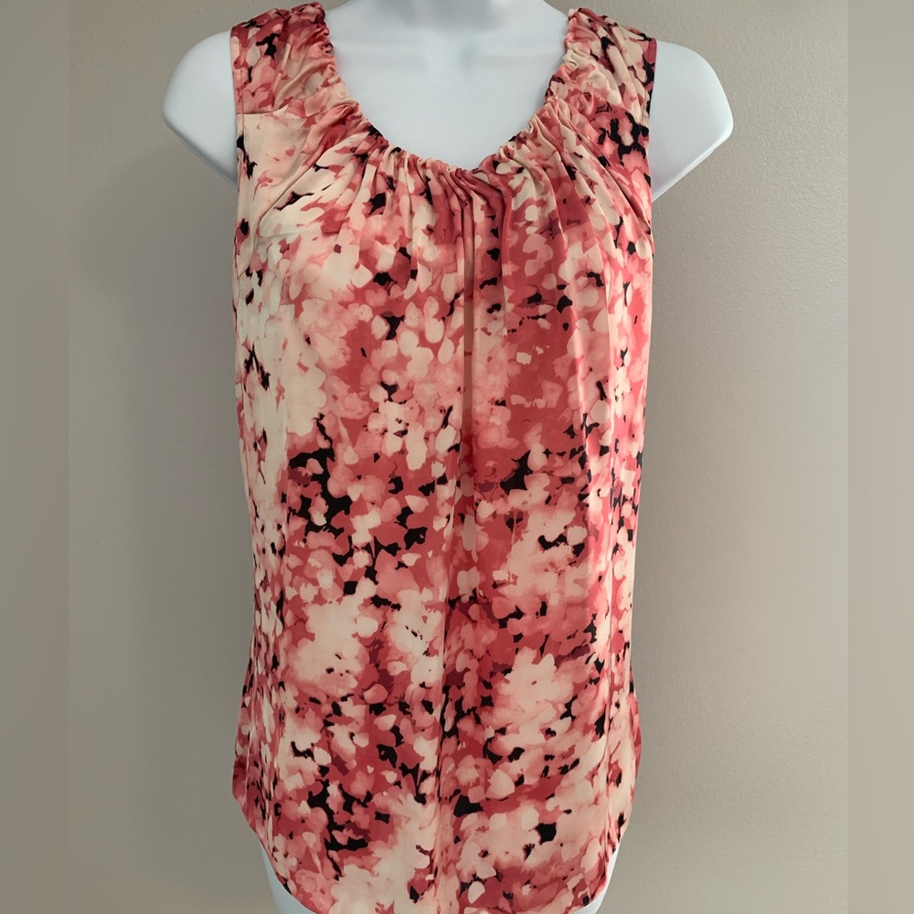 Anne Klein Pink Sleeveless Pleated Blouse